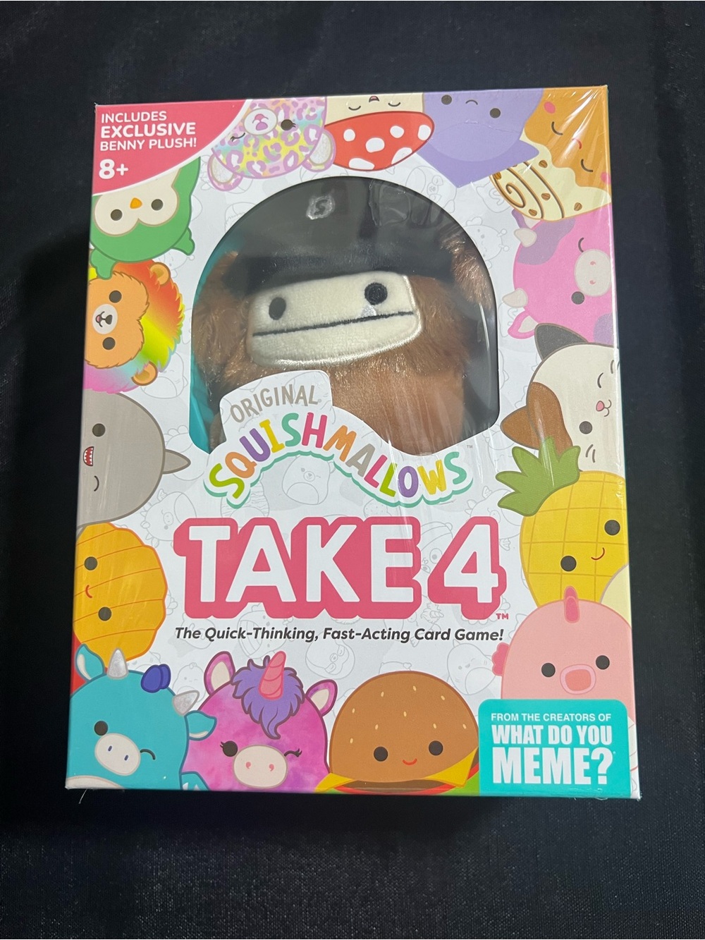 Squishmallows Take 4 Card Game with Brown Benny Plush